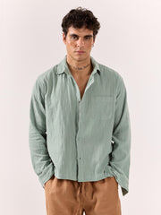 Aqua Green Gauze Holiday Shirt