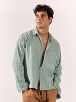 Load image into Gallery viewer, Aqua Green Gauze Holiday Shirt