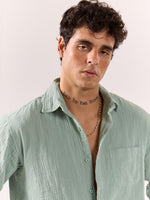 Load image into Gallery viewer, Aqua Green Gauze Holiday Shirt
