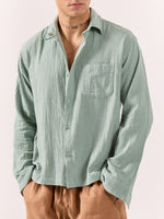 Load image into Gallery viewer, Aqua Green Gauze Holiday Shirt