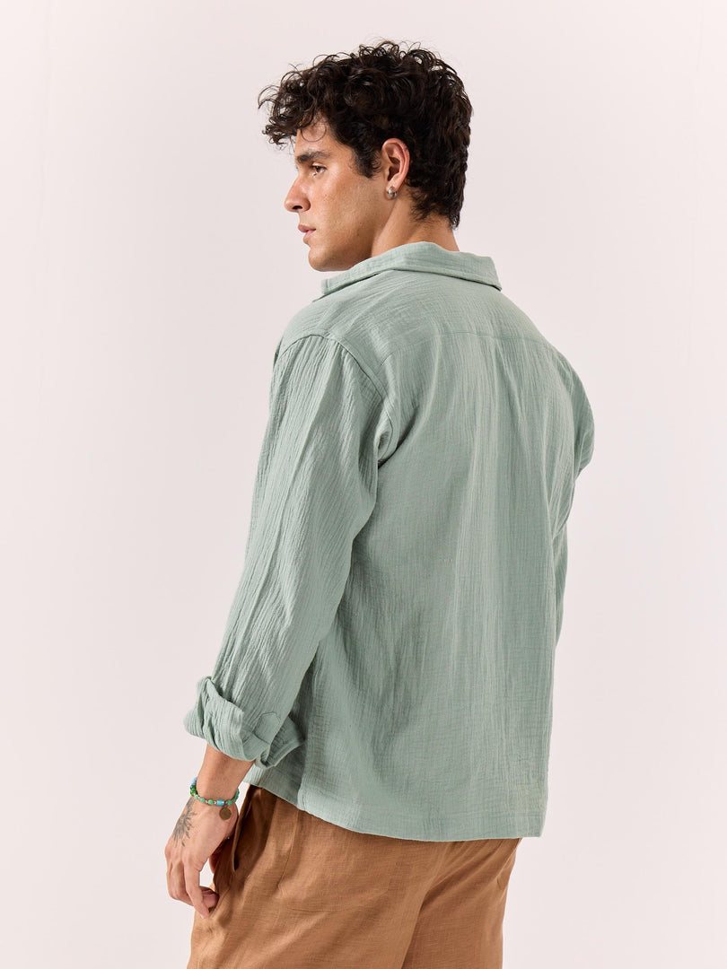 Aqua Green Gauze Holiday Shirt