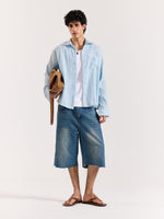 Load image into Gallery viewer, Baby Blue Gauze Holiday Shirt