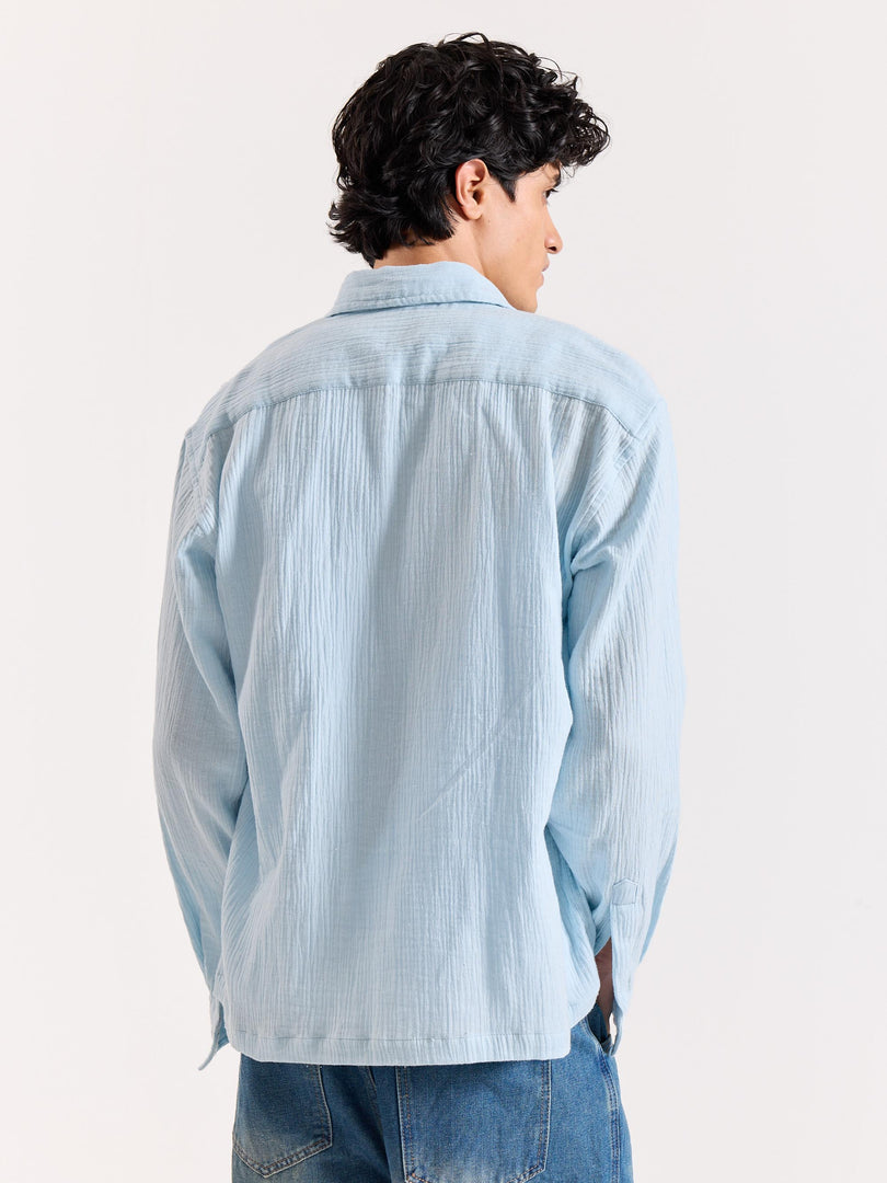 Baby Blue Gauze Holiday Shirt
