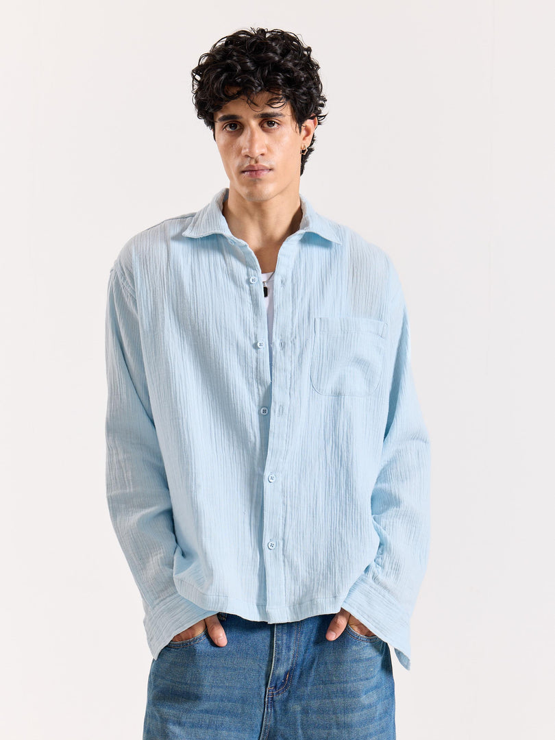 Baby Blue Gauze Holiday Shirt