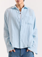 Load image into Gallery viewer, Baby Blue Gauze Holiday Shirt
