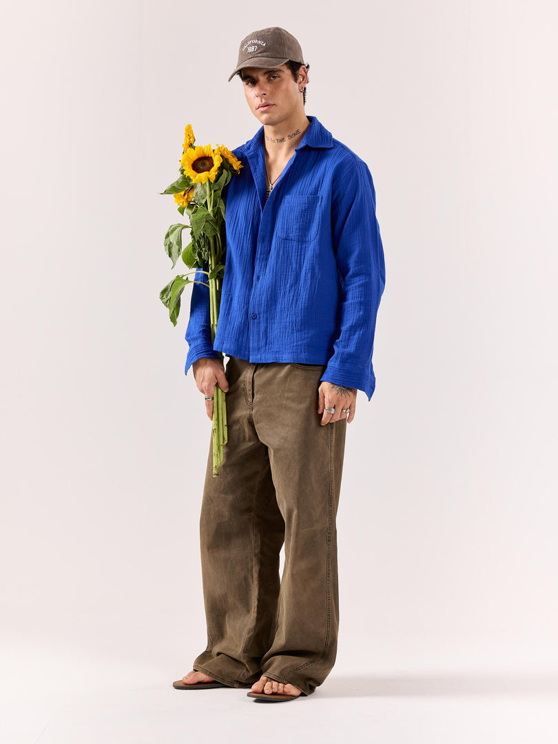 Royal Blue Gauze Holiday Shirt (Pre-order)