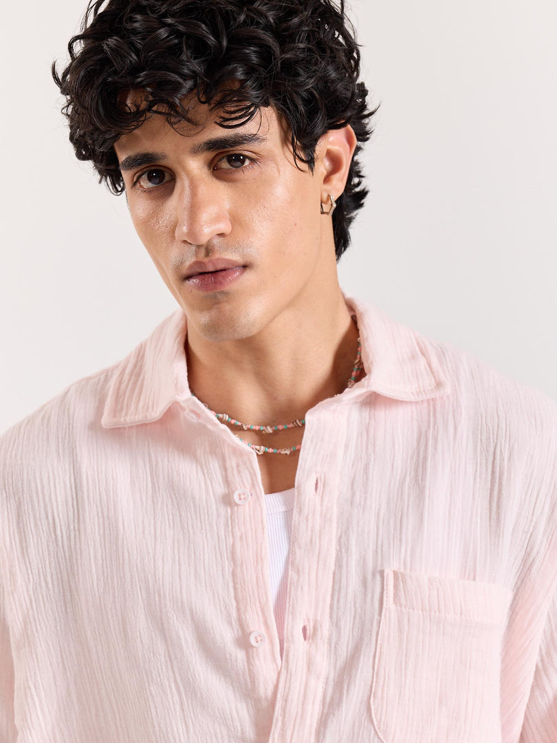 Baby Pink Gauze Holiday Shirt