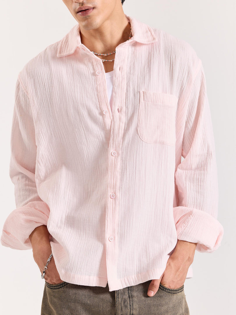 Baby Pink Gauze Holiday Shirt