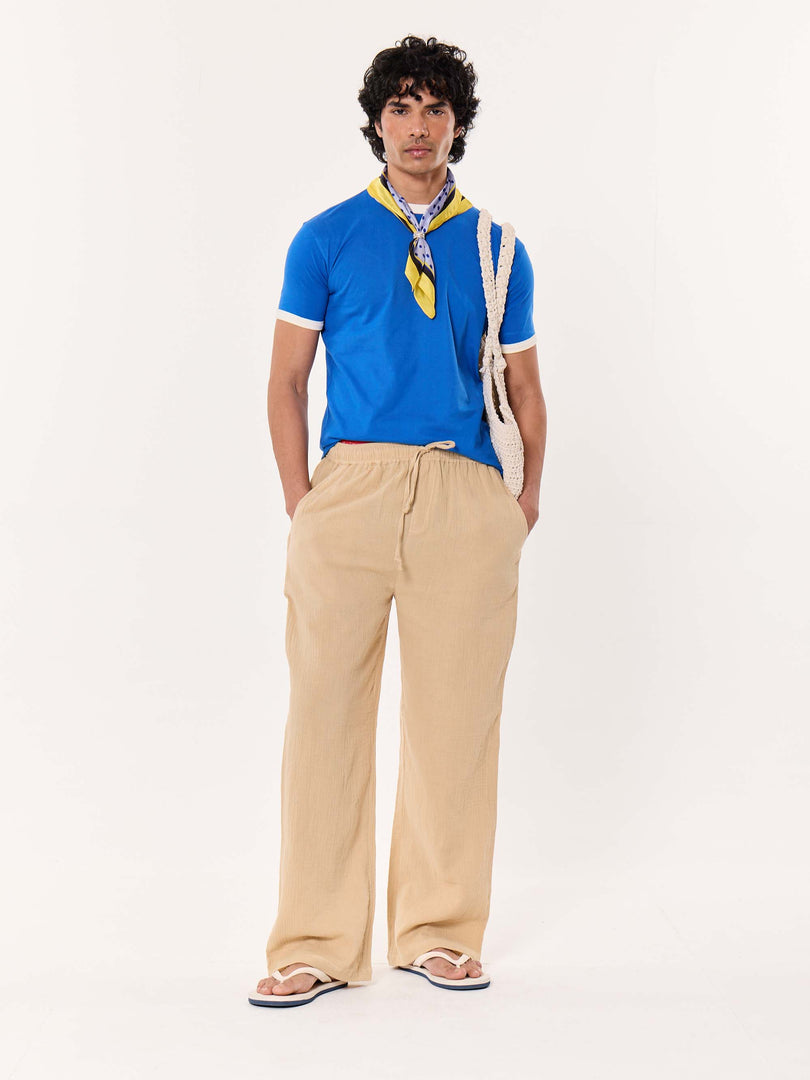 Beige Gauze Pull-on Pants
