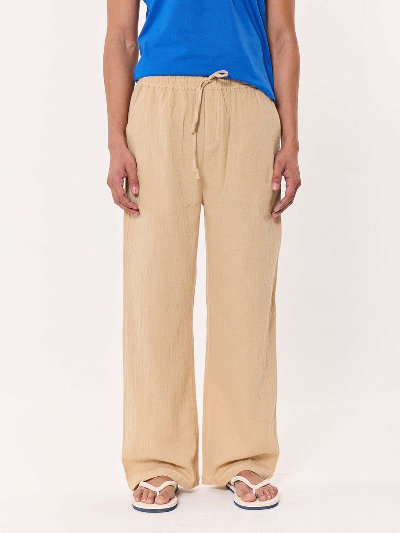 Beige Gauze Pull-on Pants
