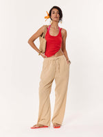 Load image into Gallery viewer, Beige Gauze Pull-on Pants