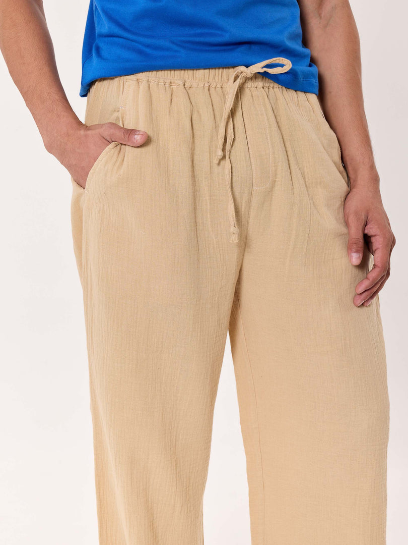 Beige Gauze Pull-on Pants