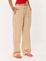 Load image into Gallery viewer, Beige Gauze Pull-on Pants