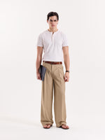 Load image into Gallery viewer, Beige Pinstriped Baggy Fit Trousers