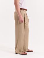 Load image into Gallery viewer, Beige Pinstriped Baggy Fit Trousers