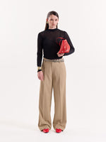 Load image into Gallery viewer, Beige Pinstriped Baggy Fit Trousers
