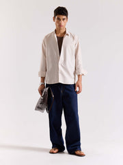 Relaxed Fit Beige Striped Shirt