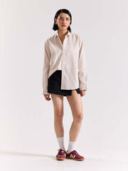Relaxed Fit Beige Striped Shirt