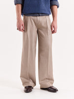 Load image into Gallery viewer, Beige Textured Baggy Fit Trousers