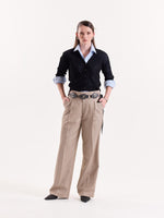Load image into Gallery viewer, Beige Textured Baggy Fit Trousers