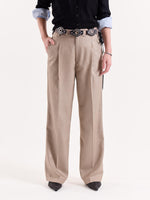 Load image into Gallery viewer, Beige Textured Baggy Fit Trousers