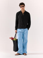 Load image into Gallery viewer, Black Gauze Holiday Shirt
