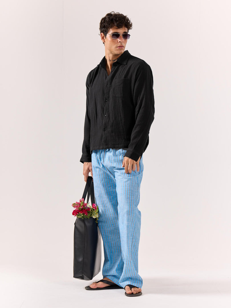 Black Gauze Holiday Shirt