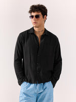 Load image into Gallery viewer, Black Gauze Holiday Shirt