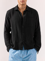 Load image into Gallery viewer, Black Gauze Holiday Shirt