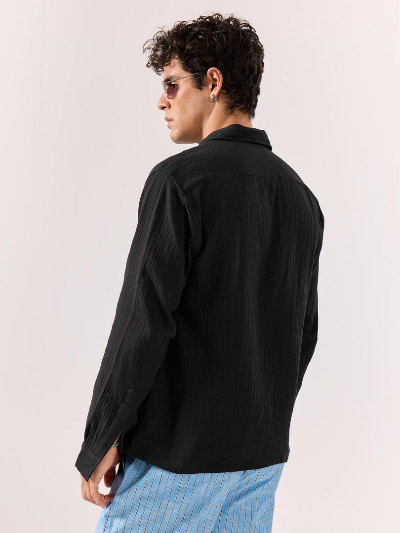 Black Gauze Holiday Shirt
