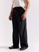 Load image into Gallery viewer, Black Pinstriped Baggy Fit Trousers