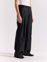Load image into Gallery viewer, Black Pinstriped Baggy Fit Trousers