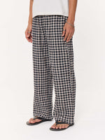 Load image into Gallery viewer, Black Checkered Seersucker Pull-on Pants