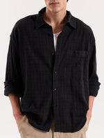 Load image into Gallery viewer, Black Checkered Textured Cropped Shirt