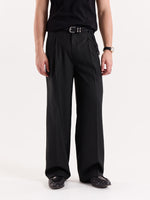 Load image into Gallery viewer, Black Pinstriped Baggy Fit Trousers