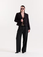 Load image into Gallery viewer, Black Pinstriped Baggy Fit Trousers