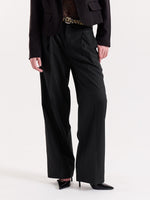 Load image into Gallery viewer, Black Pinstriped Baggy Fit Trousers