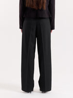 Load image into Gallery viewer, Black Pinstriped Baggy Fit Trousers