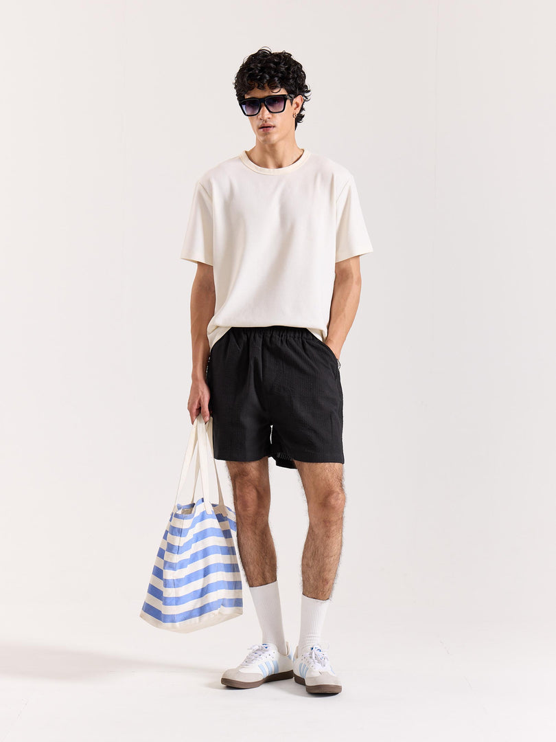 Black Textured Shorts (Pre-order)