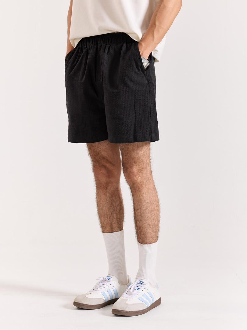 Black Textured Shorts (Pre-order)