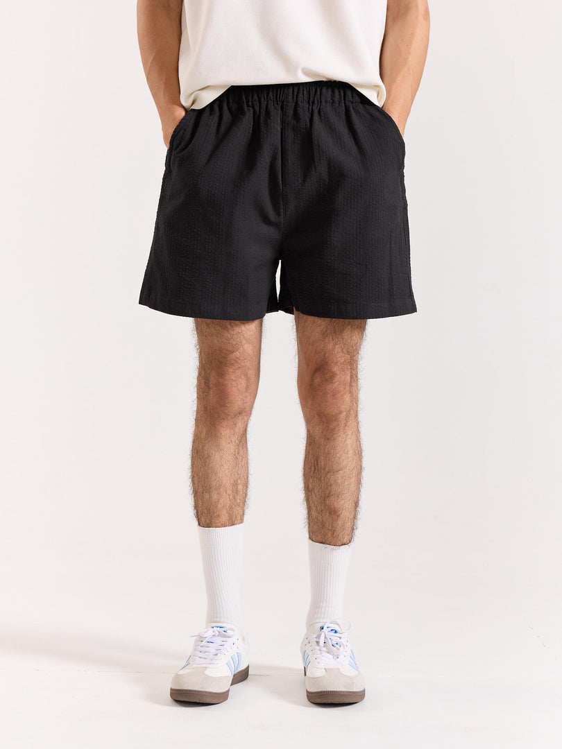 Black Textured Shorts (Pre-order)
