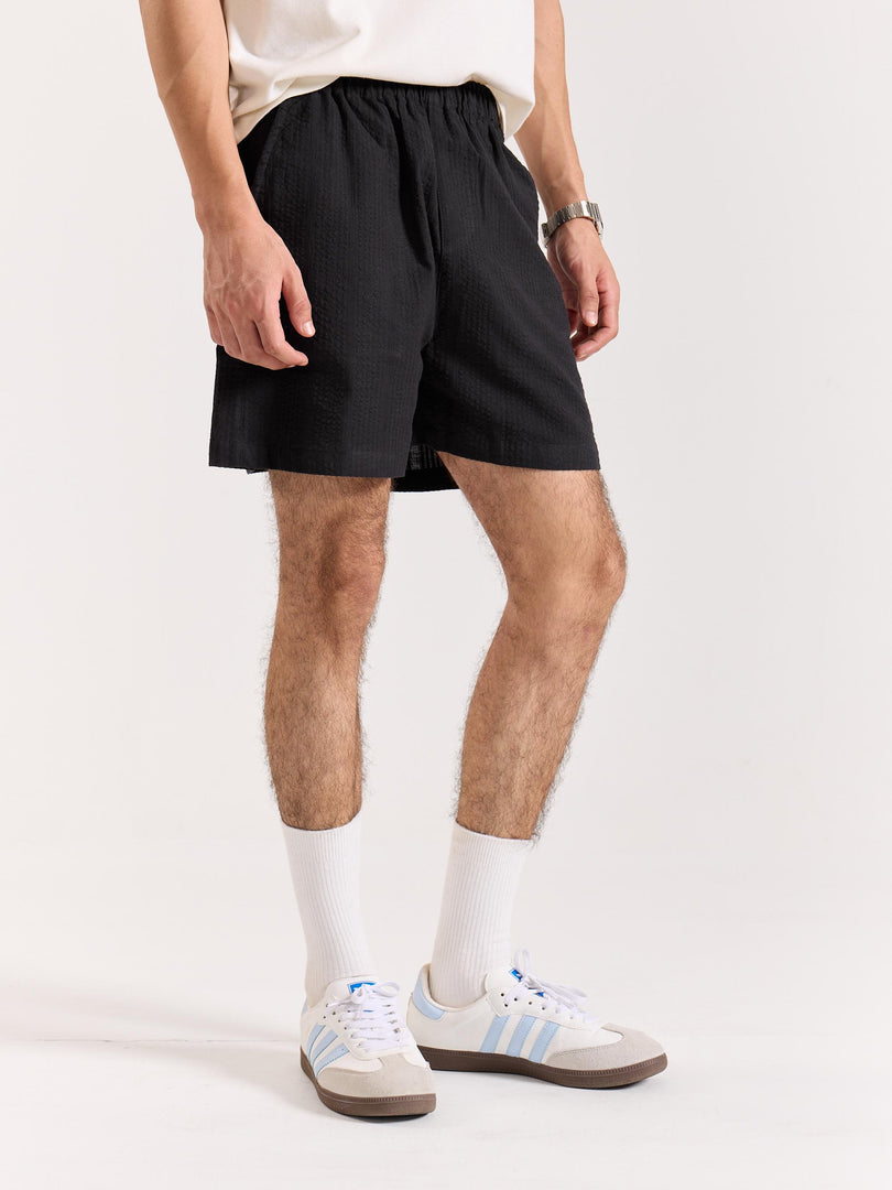 Black Textured Shorts (Pre-order)
