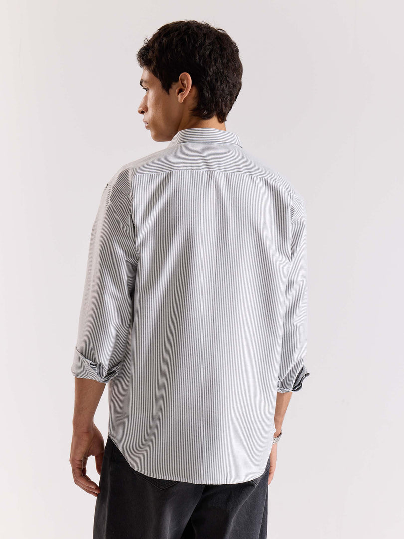Relaxed Fit Black Striped Shirt