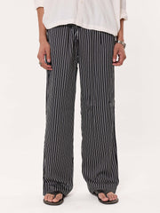 Black Striped Pull-on Pants