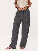 Load image into Gallery viewer, Black Striped Pull-on Pants
