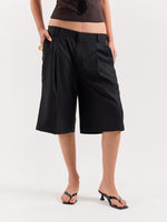 Load image into Gallery viewer, Black Trouser Shorts