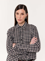 Load image into Gallery viewer, Black &amp; Beige Checkered Oversized Cropped Shirt