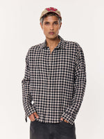 Load image into Gallery viewer, Black &amp; Beige Checkered Oversized Cropped Shirt