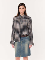 Load image into Gallery viewer, Black &amp; Beige Checkered Oversized Cropped Shirt