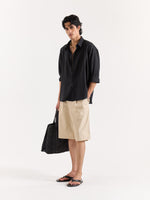 Load image into Gallery viewer, Black Linen Cropped Shirt